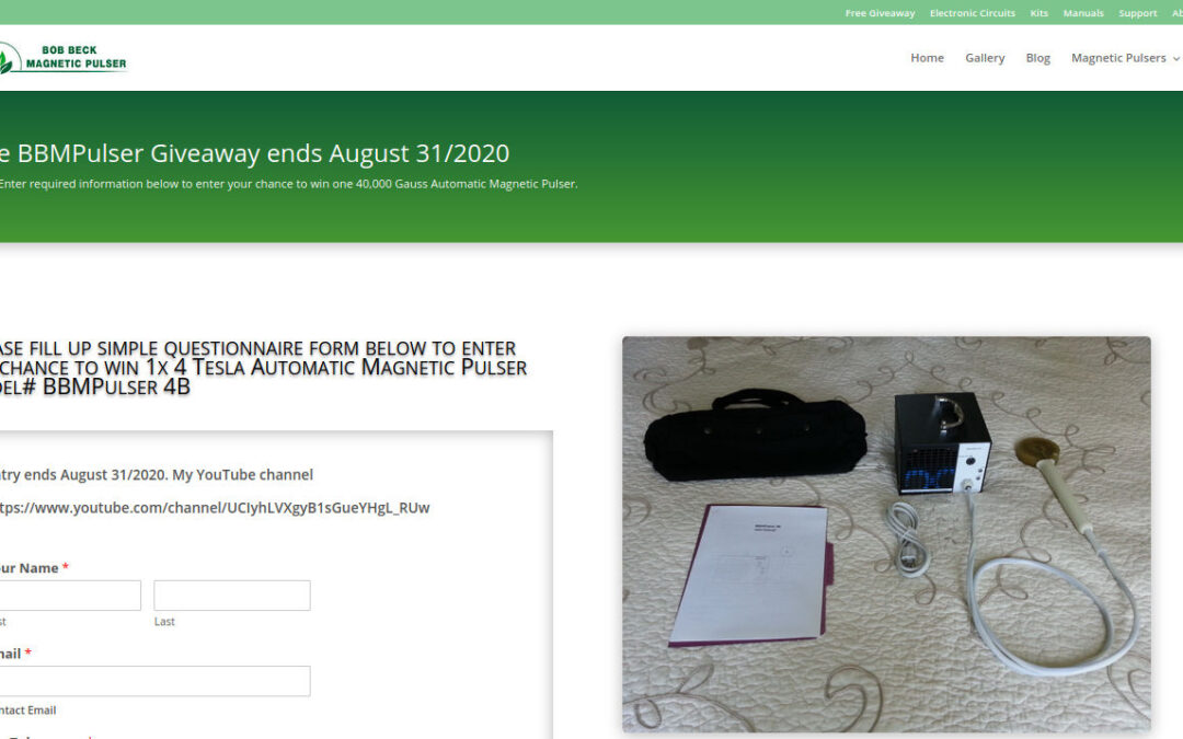 Free Magnetic Pulser Giveaway ends 08/31/2020